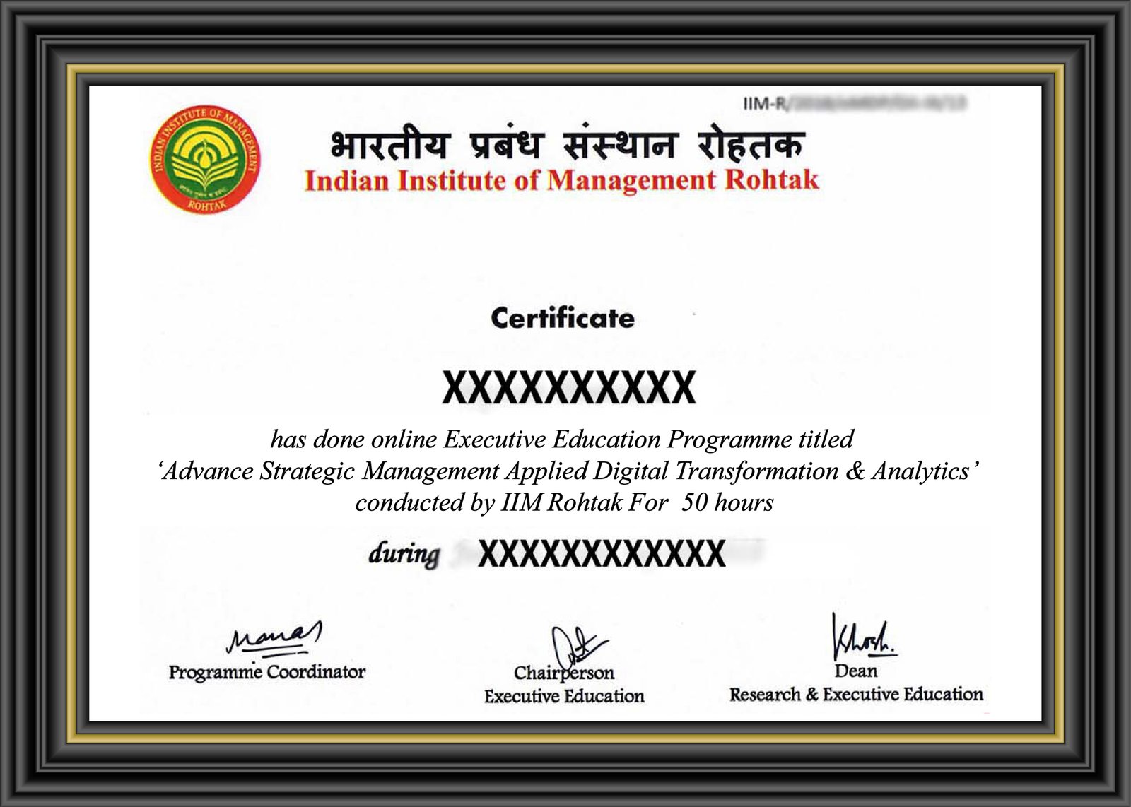 IIM Rohtak Advance Strategic Management Certificate