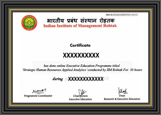IIM Rohtak SHRAa Certificate