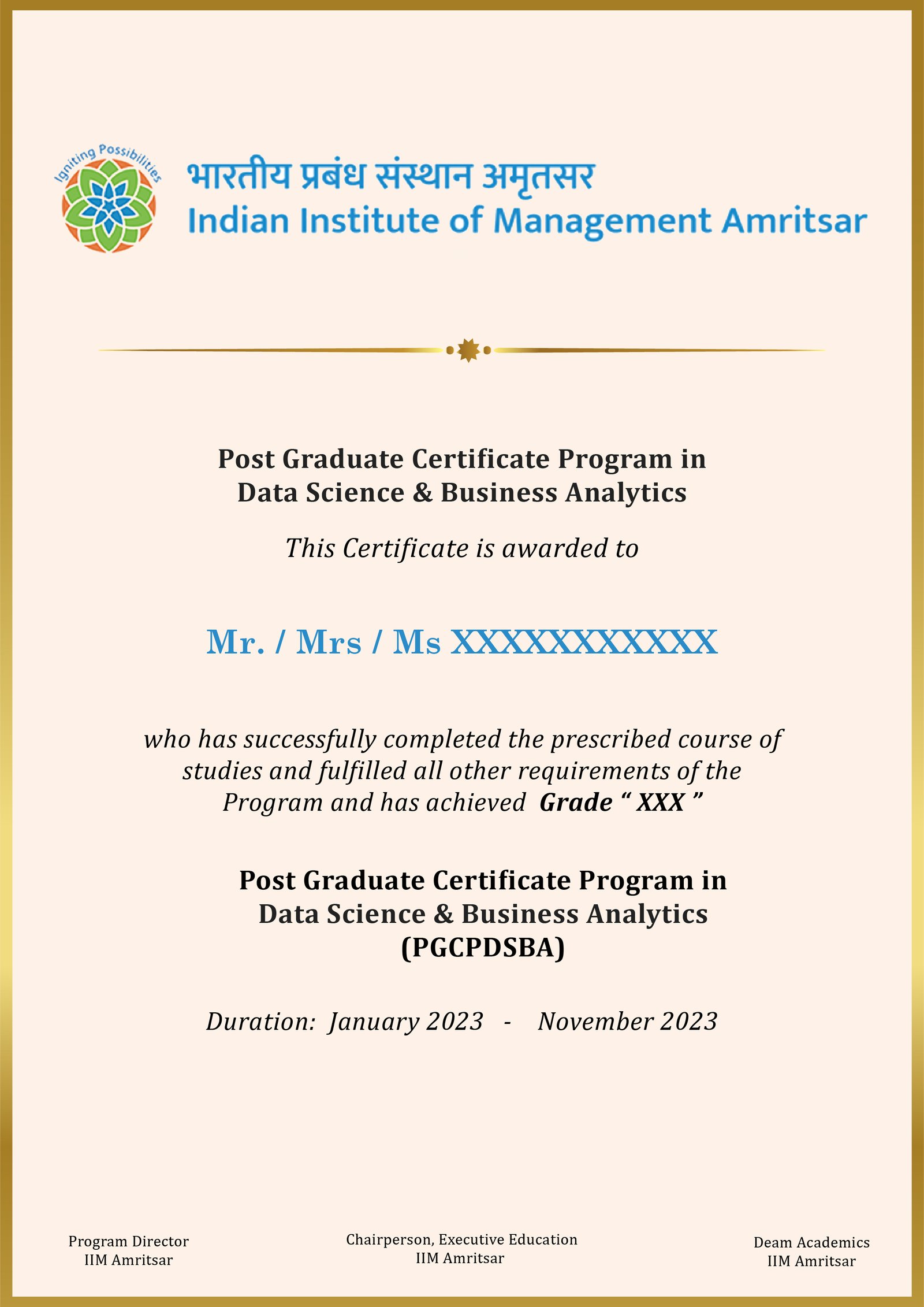 IIM Rohtak Business Analytics Certificate